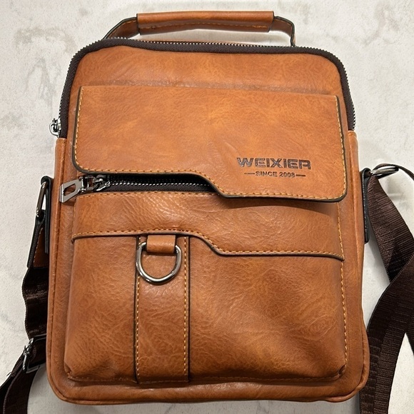 Weixer Crossbody Men’s Shoulder Bag Vintage Leather Vertical Hand Business NWOT - Picture 11 of 16